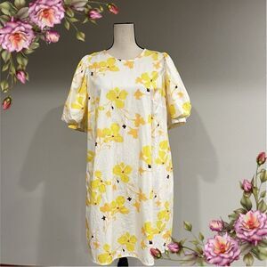 Short sleeve big floral print a-line plus size dress